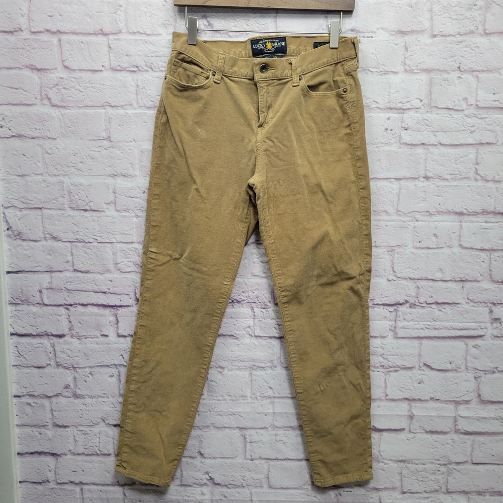 Lucky Brand Sofia Skinny Corduroy Jeans Womens 8/29 Beige Khaki‎ Preppy Skater
